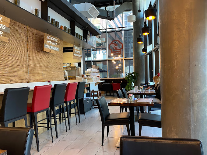 The inside of a restaurant in downtown Calgary